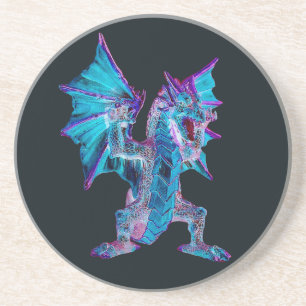 Fantasy Blue Fire Dragon Sandstone Untersetzer