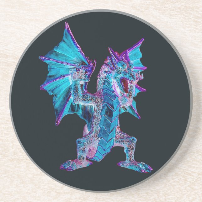 Fantasy Blue Fire Dragon Sandstone Untersetzer (Vorne)
