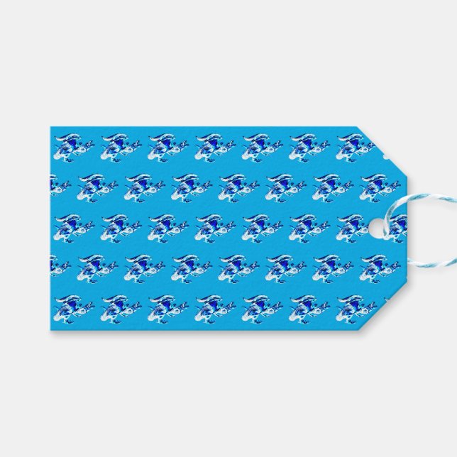 Fantasy Blue Frost Dragon Blue Geschenkanhänger (Vorderseite (Horizontal))