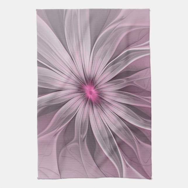 Fantasy Blume Abstrakt Plum Flora Fraktal Kunst Geschirrtuch (Vertikal)