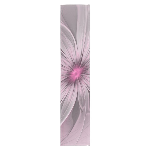 Fantasy Blume Abstrakt Plum Flora Fraktal Kunst Kurzer Tischläufer (Vorderseite)