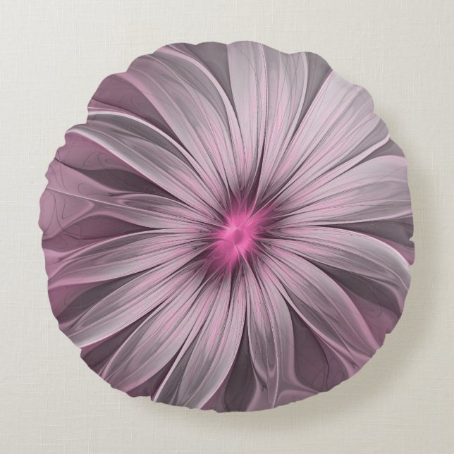 Fantasy Blume Abstrakt Plum Flora Fraktal Kunst Rundes Kissen (Vorderseite)