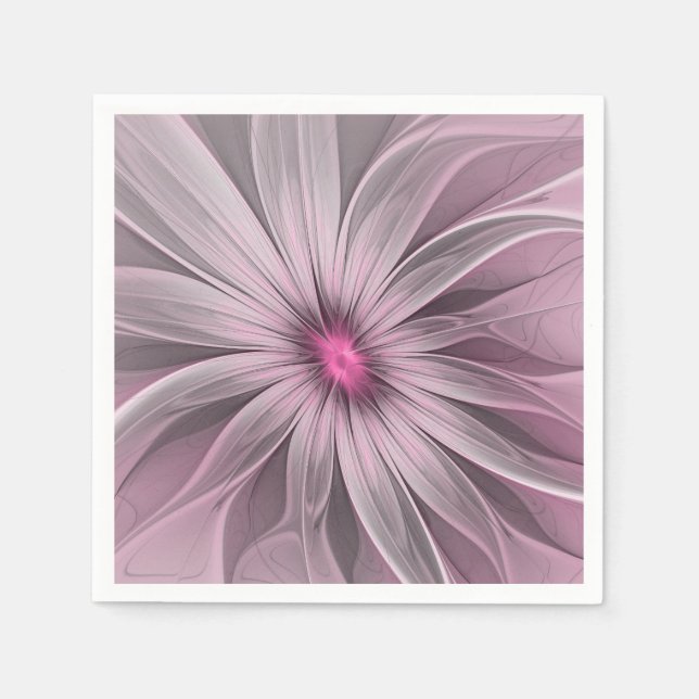 Fantasy Blume Abstrakt Plum Flora Fraktal Kunst Serviette (Vorderseite)