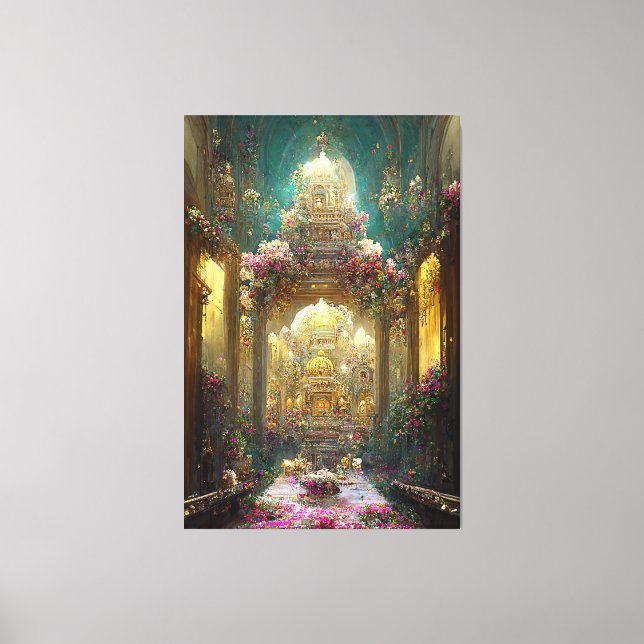 Fantasy Blume Church - Wrapped Canvas Leinwanddruck (Vorderseite)