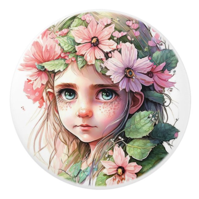 Fantasy Blume Fairies Serie Keramikknauf (Vorderseite)