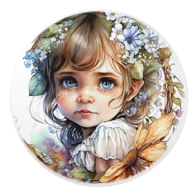 Fantasy Blume Fairies Serie Keramikknauf (Vorderseite)