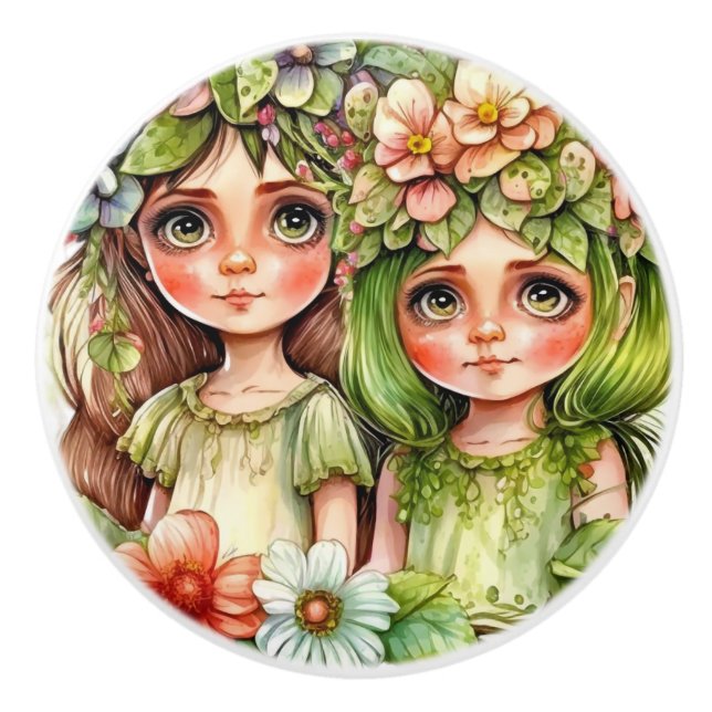 Fantasy Blume Fairies Serie Keramikknauf (Vorderseite)