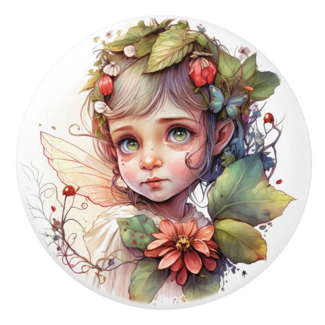 Fantasy Blume Fairies Serie Keramikknauf (Vorderseite)