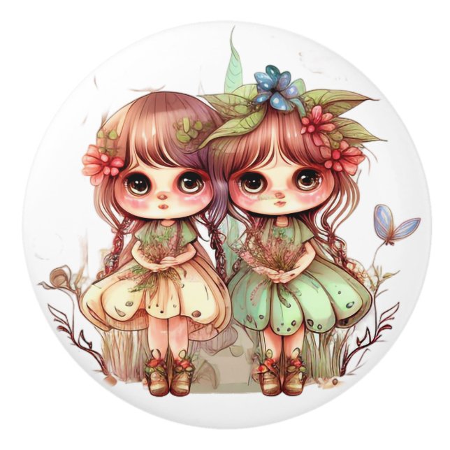 Fantasy Blume Fairies Serie Keramikknauf (Vorderseite)