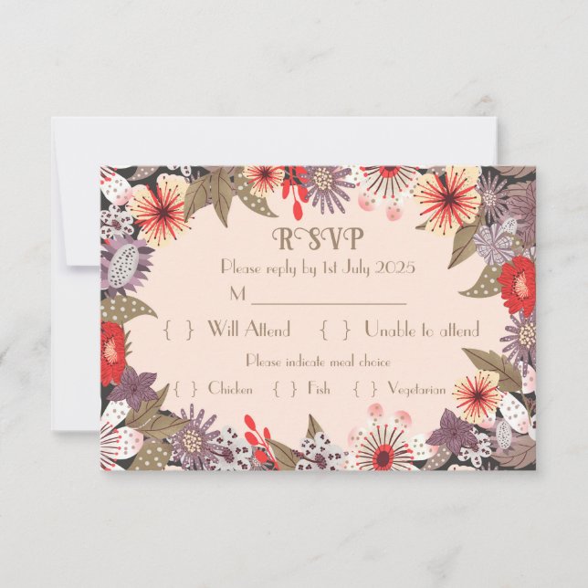 Fantasy-Blume - Wedding RSVP-Karte RSVP Karte (Vorderseite)