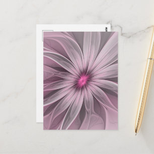 Fantasy-Blumen-Abstrakt-Pfirsich-Blumen-Fraktal-Ku Postkarte