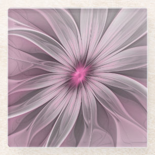 Fantasy-Blumen-Abstrakt-Pflaume-Blumen-Fraktal-Kun Glasuntersetzer
