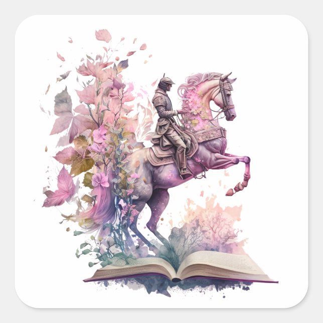 Fantasy Book Lover Design Quadratischer Aufkleber (Vorderseite)