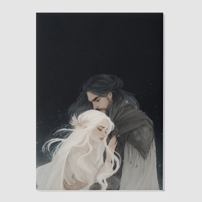 Fantasy book vellum art main characters embracing (Vorderseite)