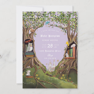 Fantasy Books for Baby Shower Lavendel Einladung