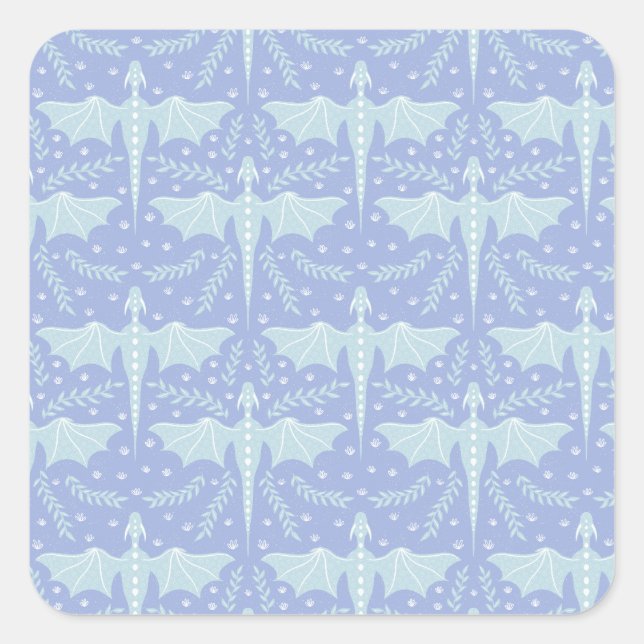 Fantasy Botanical Dragon Quadratischer Aufkleber (Vorderseite)