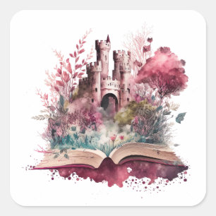 Fantasy-Buchliebhaber-Design Quadratischer Aufkleber