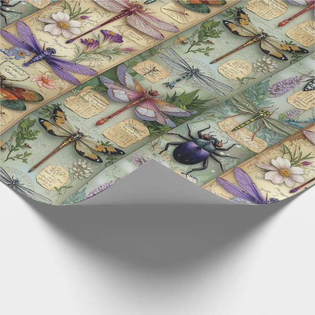 Fantasy Bugs Wrapping Paper Whimsical Insect Gesch Geschenkpapier (Ecke)