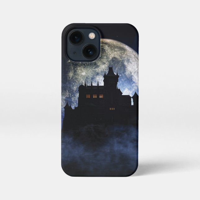 Fantasy-Burg in der Nacht iPhone 13 Mini Hülle (Rückseite)