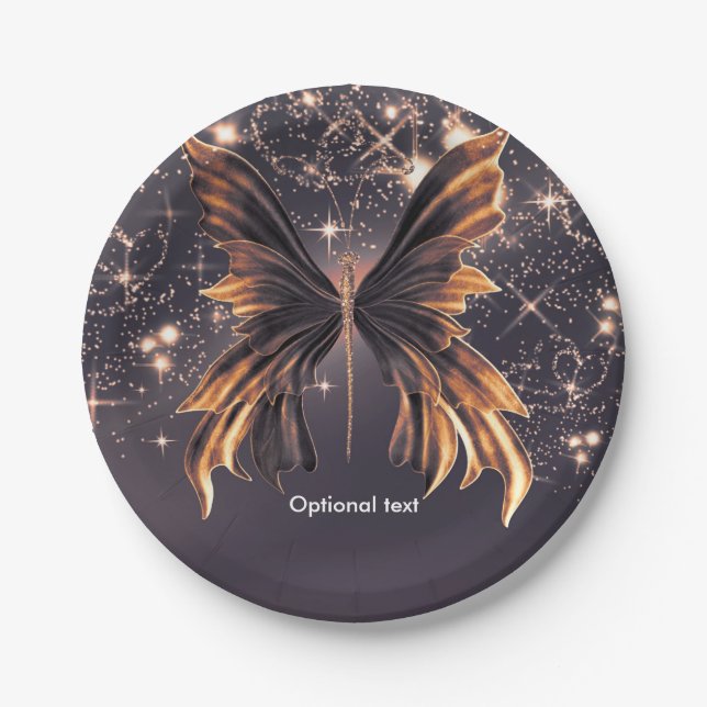 Fantasy Butterfly Gold Sparkon Pappteller (Vorderseite)