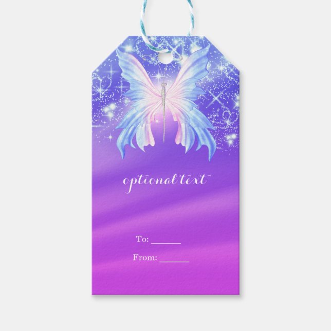 Fantasy Butterfly Pink & Lila Sparkor Geschenkanhänger (Vorderseite)