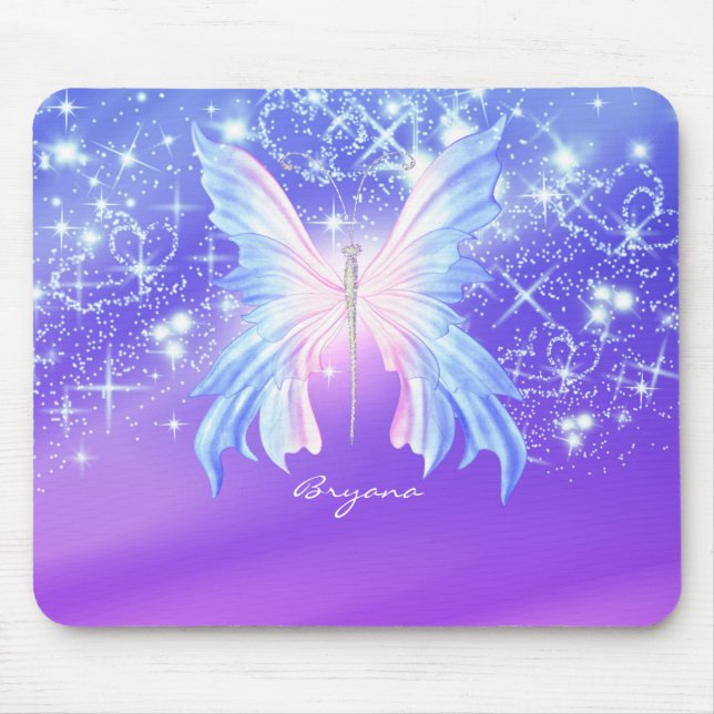 Fantasy Butterfly Pink & Lila Sparkor Mousepad (Vorne)