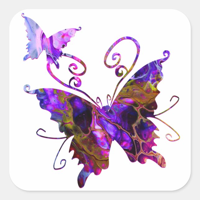 Fantasy Butterfys Quadratischer Aufkleber (Vorderseite)