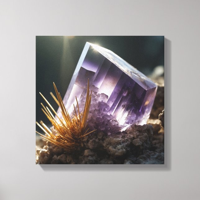 Fantasy Cacoxenite Amethyst Crystal Canvas Print Leinwanddruck (Vorderseite)