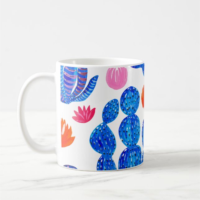 Fantasy Cacti: Dekoratives Nahtloses Muster. Kaffeetasse (Links)
