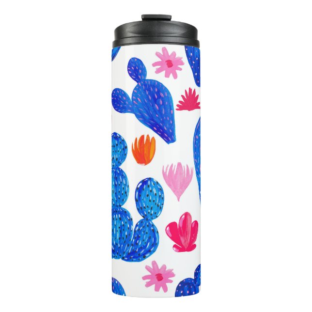 Fantasy Cacti: Dekoratives Nahtloses Muster. Thermosbecher (Vorderseite)
