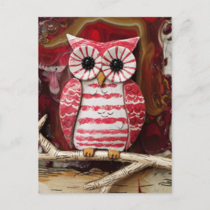 Fantasy Candy Cane Owl enazed Postkarte