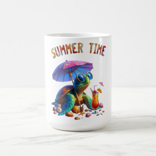 Fantasy Cartoon einer Schildkröte entspannen am St Kaffeetasse (Mittel)