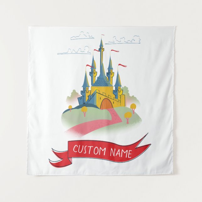 Fantasy Castle Benutzerdefinierter Text Wandteppich (Vorderseite)