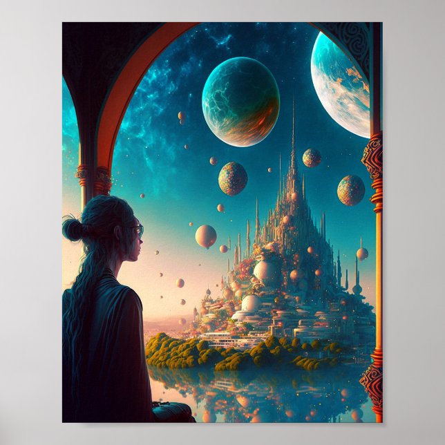 Fantasy Castle Landschaftsbild Poster (Vorne)