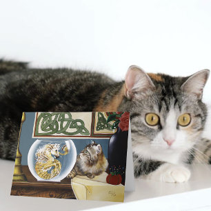 Fantasy Cat Sea Horse Karte