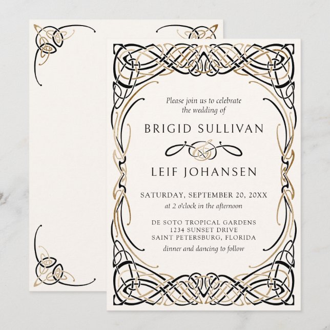 Fantasy Celtic Mittelalterliche Hochzeit Einladung (Vorne/Hinten)