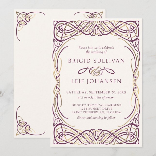 Fantasy Celtic Mittelalterliche Hochzeit Einladung (Vorne/Hinten)
