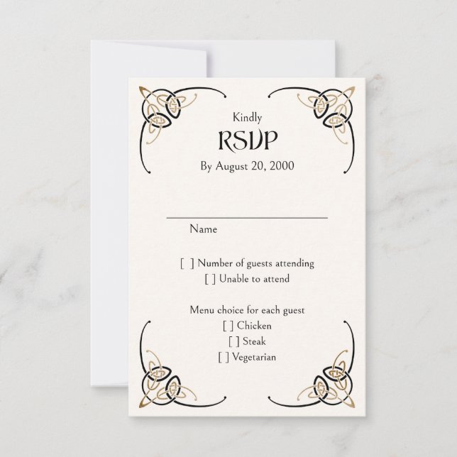 Fantasy Celtic Mittelalterliche Hochzeit RSVP Karte (Vorderseite)