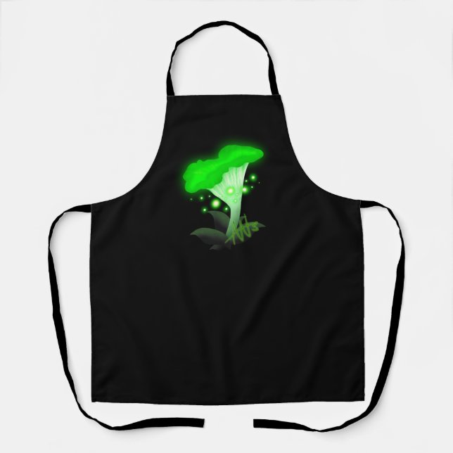 Fantasy Chanterelle Glows Green Mushroom Schürze (Vorderseite)