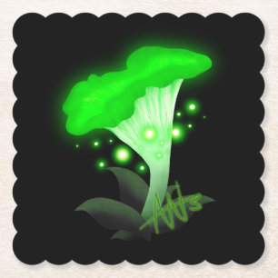 Fantasy Chanterelle Glows Green Mushroom Untersetzer