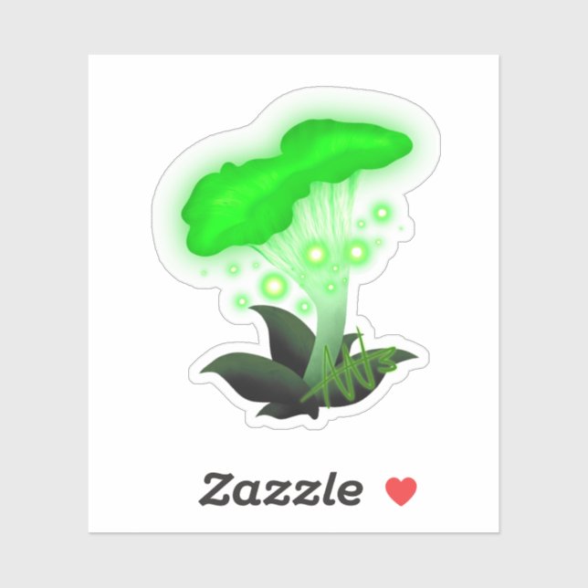 Fantasy Chanterelle Glows Green Pilzsaal Cut Aufkleber (Blatt)