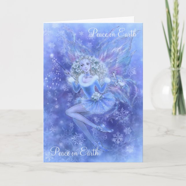 Fantasy Christmas Grußkarte - Blue Fairy Feiertagskarte (Vorderseite)