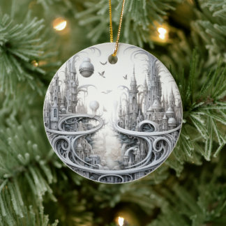 Fantasy City gesteinigt Glas Keramik Baum Dekorati Keramik Ornament