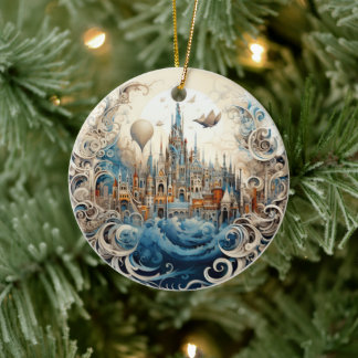 Fantasy City gesteinigt Glas Keramik Baum Dekorati Keramik Ornament