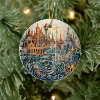 Fantasy City gesteinigt Glas Keramik Baum Dekorati Keramik Ornament