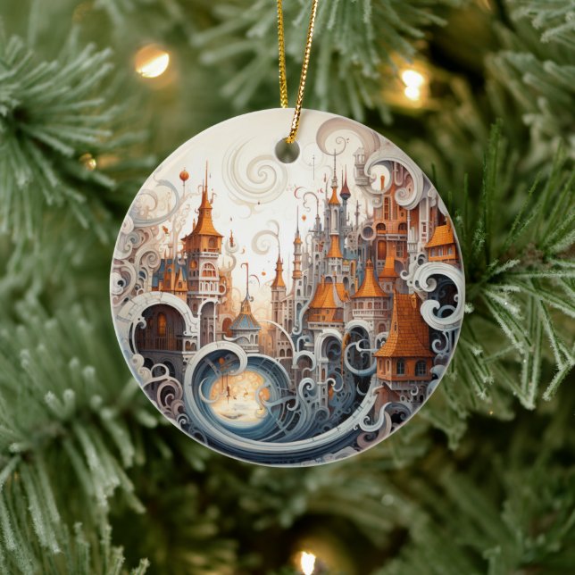 Fantasy City gesteinigt Glas Keramik Baum Dekorati Keramik Ornament (Baum)
