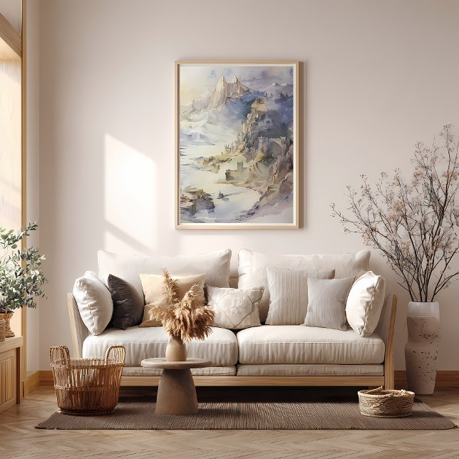 Fantasy Cliffside Festung mit Blick aufs Meer Poster (Von Creator hochgeladen)