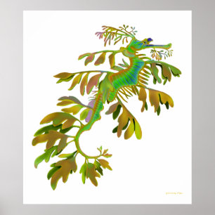 Fantasy Colored Leafy Sea Dragon Poster