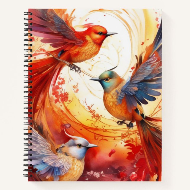 Fantasy Colorful Bird-Notebook Notizbuch (Vorderseite)