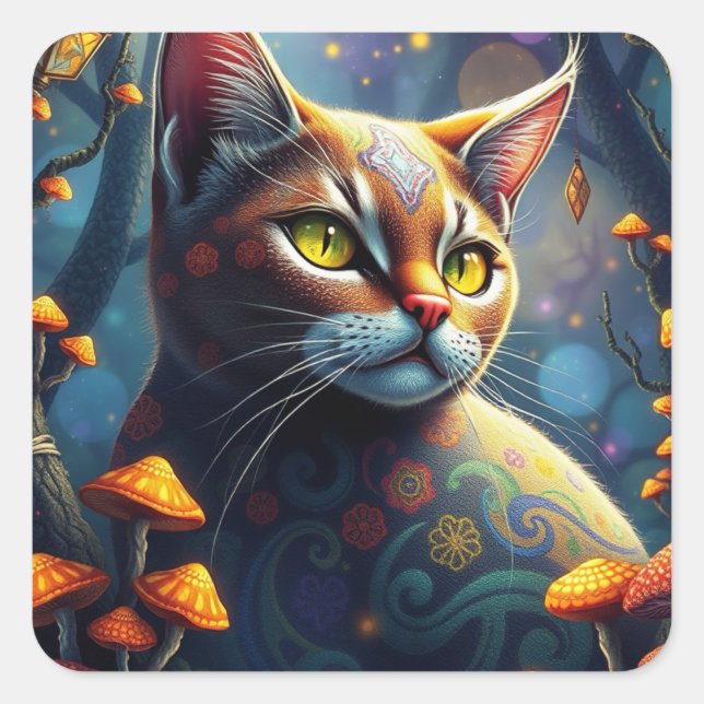 Fantasy Colorful Cat Stickers (Vorderseite)